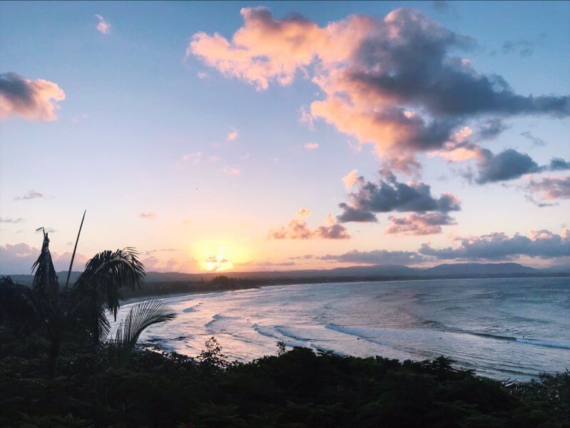 Byron Bay Activities - View over Clarkes Beach at sunset